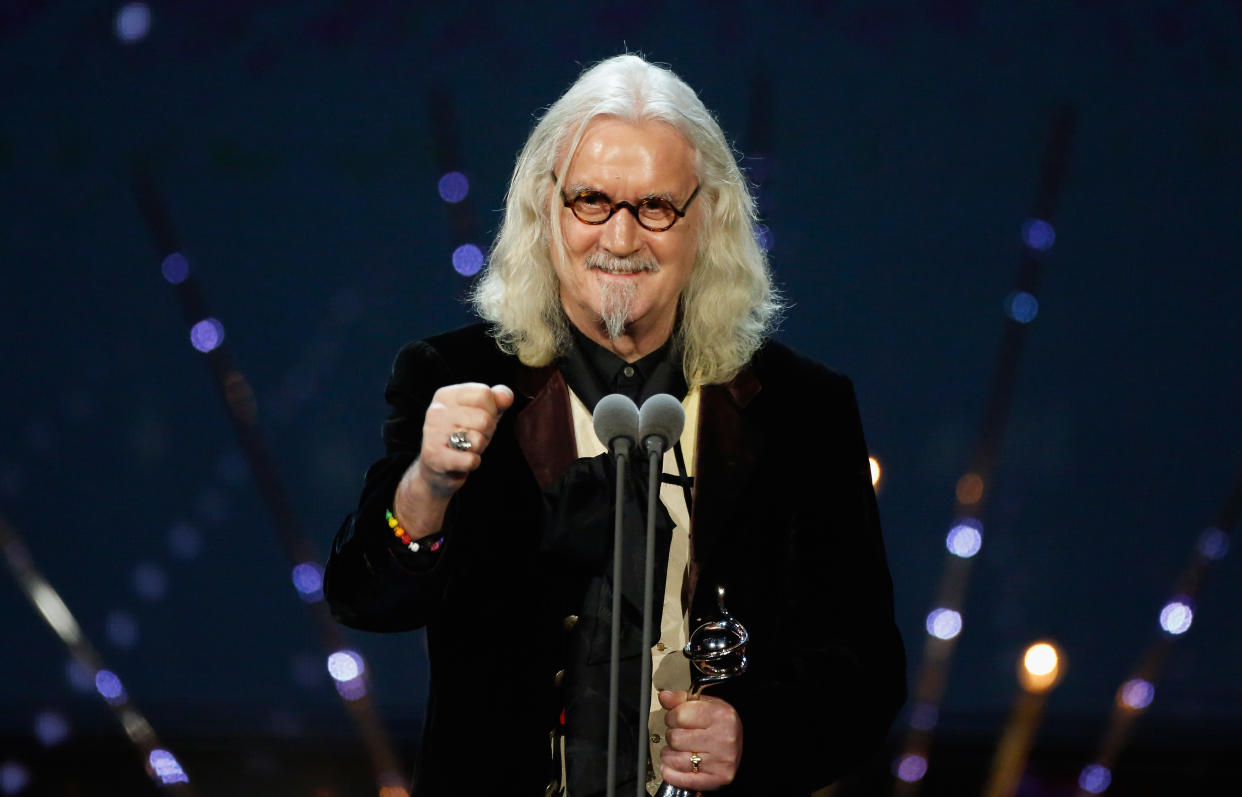 LONDON, ENGLAND - JANUARY 20:  Billy Connolly, winner of the Special Recognition award, speaks onstage at the 21st National Television Awards at The O2 Arena on January 20, 2016 in London, England.  (Photo by Tristan Fewings/Getty Images)