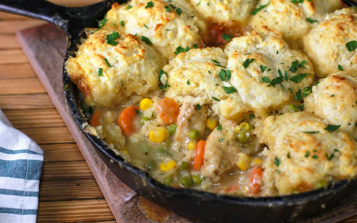 <p>Chad A Elick</p><p>A classic comfort food can now be a 30-minute meal.</p><p><strong>Get the recipe: <a href="https://parade.com/169831/donnaelick/one-skillet-chicken-pot-pie-in-just-30-minutes/" rel="nofollow noopener" target="_blank" data-ylk="slk:One-Skillet Chicken Pot Pie Recipe;elm:context_link;itc:0;sec:content-canvas" class="link rapid-noclick-resp">One-Skillet Chicken Pot Pie Recipe</a></strong></p>