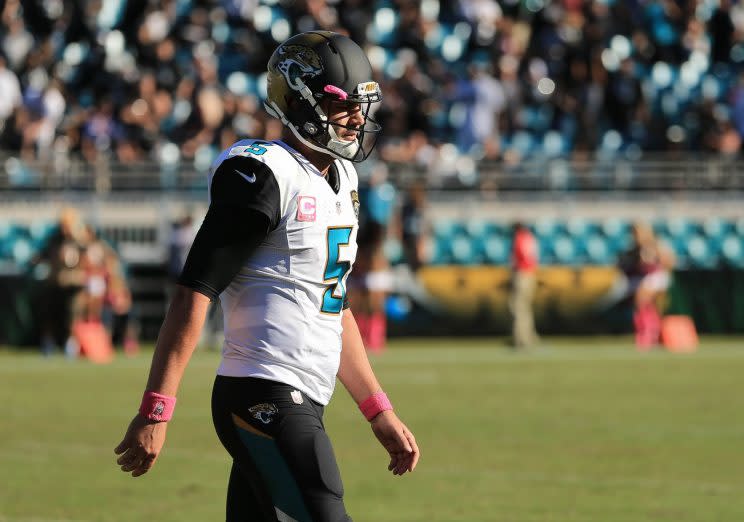 Blake Bortles hangs his head on Sunday. (Getty Images)