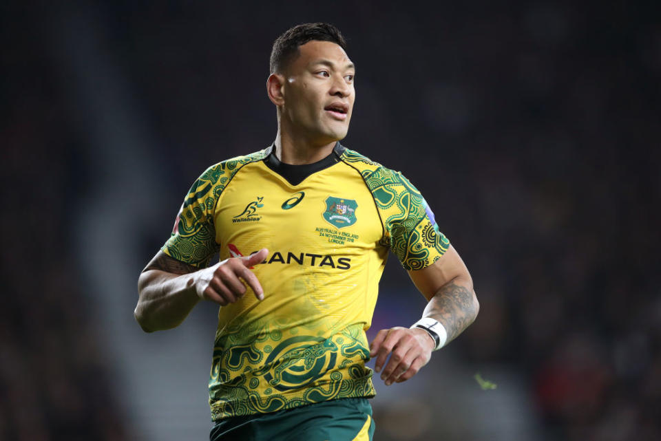 Israel Folau for the Wallabies at Twickenham. (Photo by Adam Davy/PA Images via Getty Images)