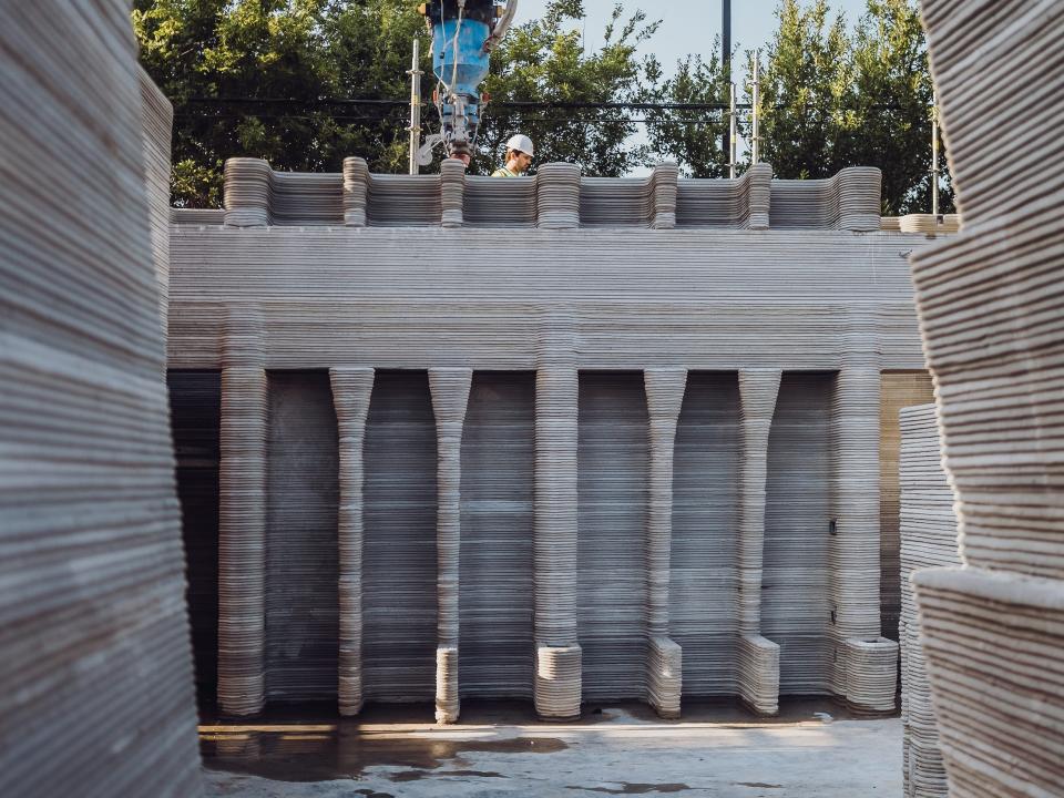 The 3D printed home in Houston being built