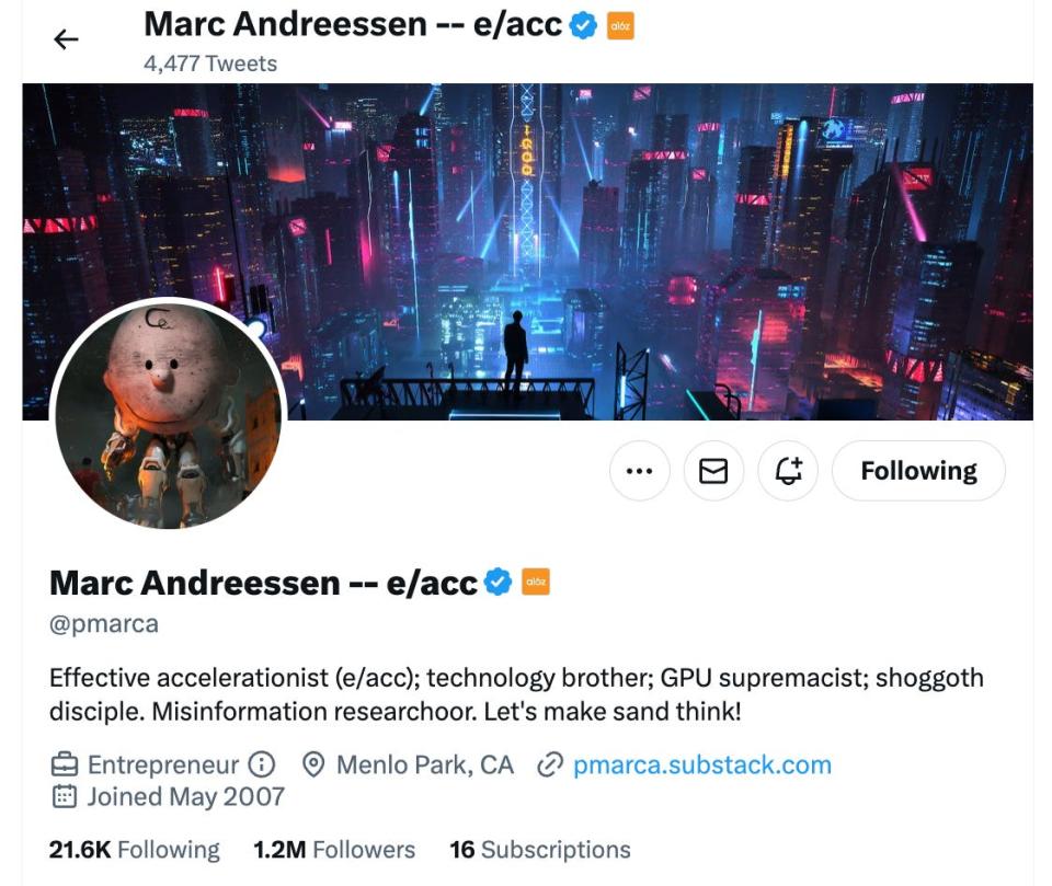 Marc Andreessen Twitter bio