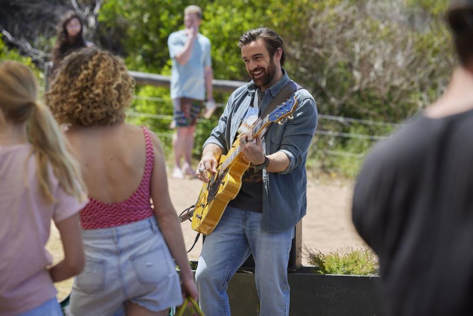 <p>He's delighted that he can play guitar again. </p>