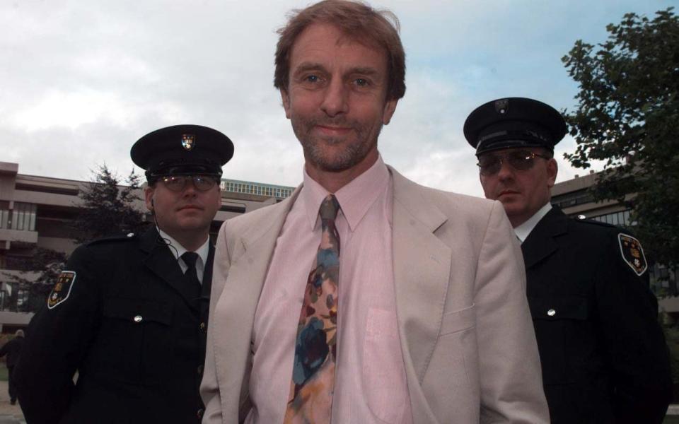 Blakemore in 1997, the new president of the British Association, flanked by security guards - Stephen Lock