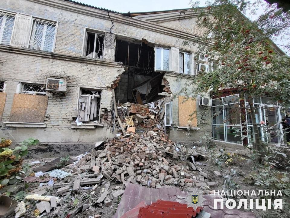 An administrative building damaged by a Russian missile strike in Pokrovsk, Donetsk region, on Friday (via REUTERS)