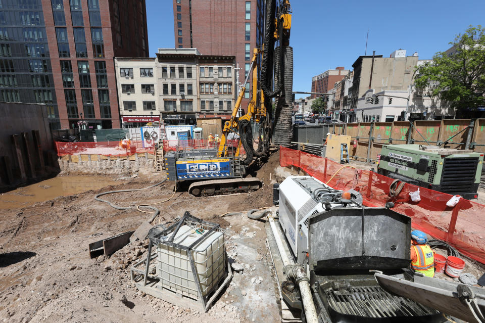 Early stage construction is seen at The St. Clair, a new residential building under construction at Main Street and Riverdale Avenue in Yonkers, photographed May 7, 2024.