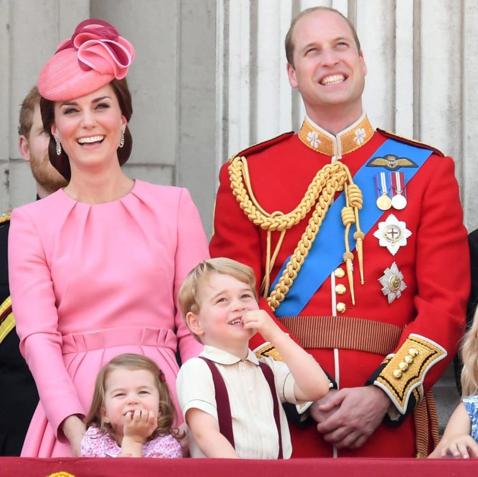 The Duke and Duchess of Cambridge watch the Trooping the Colour parade last month with their children - Credit: Karwai Tang/Wireimage