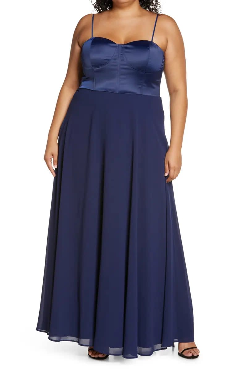 <p>Dance the night away in this <span>Lulus Best Part of Me Satin Bustier Evening Dress</span> ($98). If the silky bodice hasn't sold you, the swishy skirt <i>totally</i> will.</p>