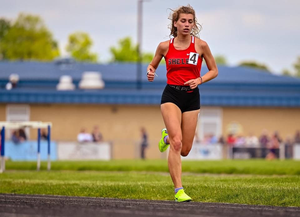 Shelby's Kayla Gonzales was the Division II district champ in the 3,200-meter run on Saturday at Ontario.