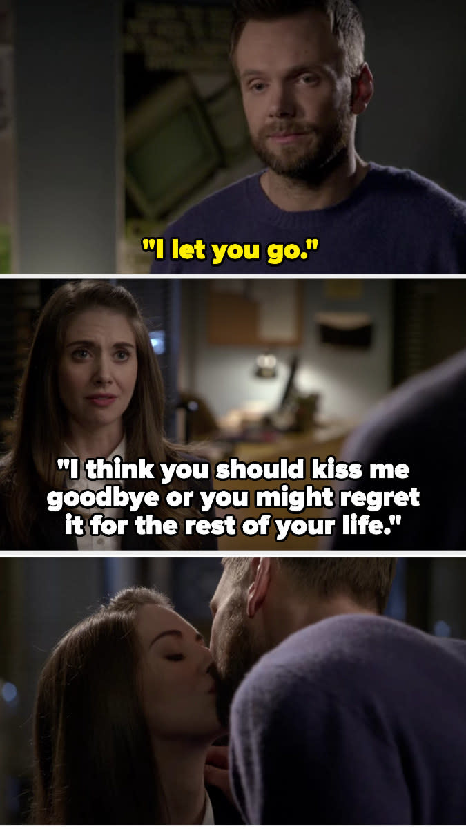 Jeff tells Annie he let her go, and she says he should kiss her or he'll regret it for the rest of his life