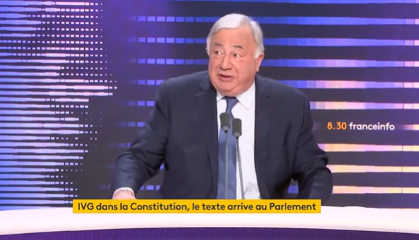 IVG dans la Constitution, Gérard Larcher dit « non » sur le plateau de Franceinfo le 23 janvier 2024