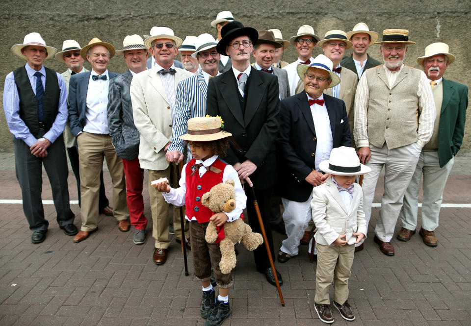 People dressed as 'Boomsday' characters gather in Dun Laoighaire Co Dublin, during a Guinness World Record attempt to have most people dressed as Bloomsday characters, during an event which celebrates the work of author James Joyce's most celebrated novel 'Ulysses'.