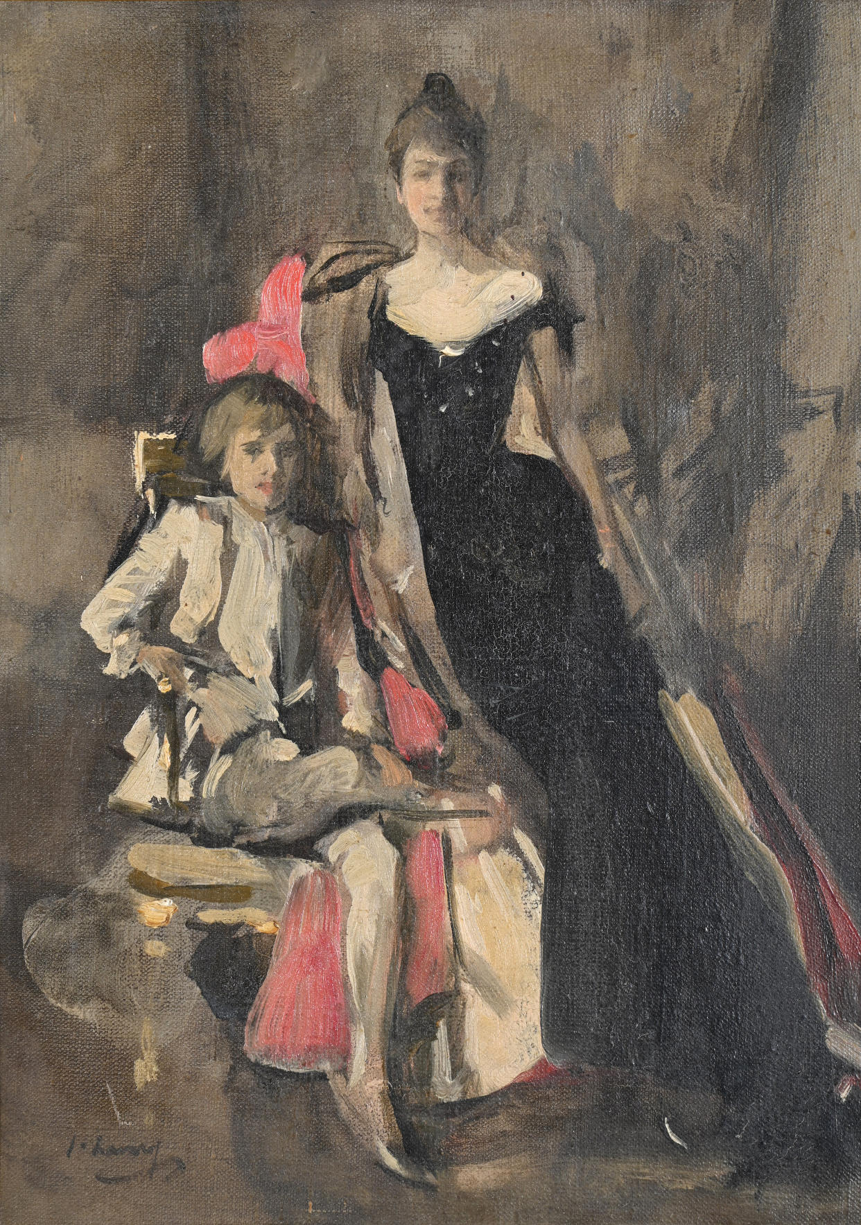 A study for a full-length portrait of Minnie Plowden and her son Humphrey by Sir John Lavery, painted in 1895 (Dreweatts/PA)