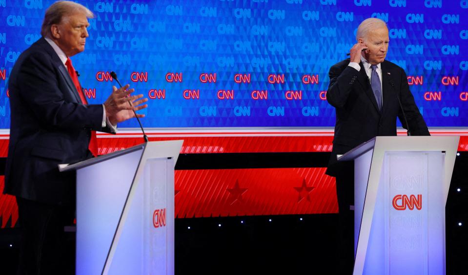 The Democrat candidate, President Joe Biden, and Republican candidate, former President Donald Trump, attend a debate ahead of the U.S. presidential election, in Atlanta, Georgia on June 27, 2024.