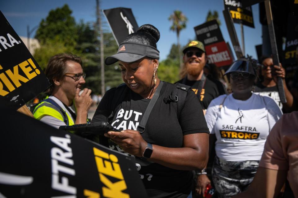 Black woman on the picket line