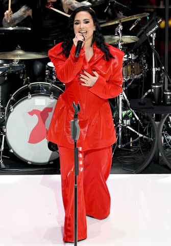 <p>Slaven Vlasic/Getty Images</p> Demi Lovato performs onstage during The American Heart Association's 2024 Red Dress Collection Concert at Jazz at Lincoln Center on Jan. 31, 2024 in New York City