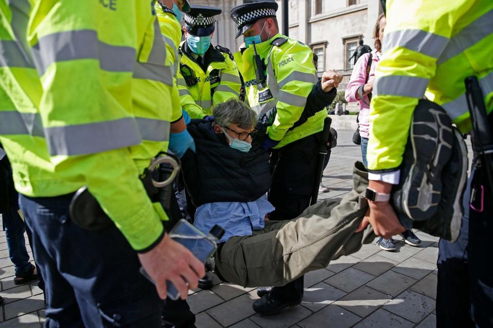 Protesters were removed from Trafalgar Square on Saturday (Getty Images)