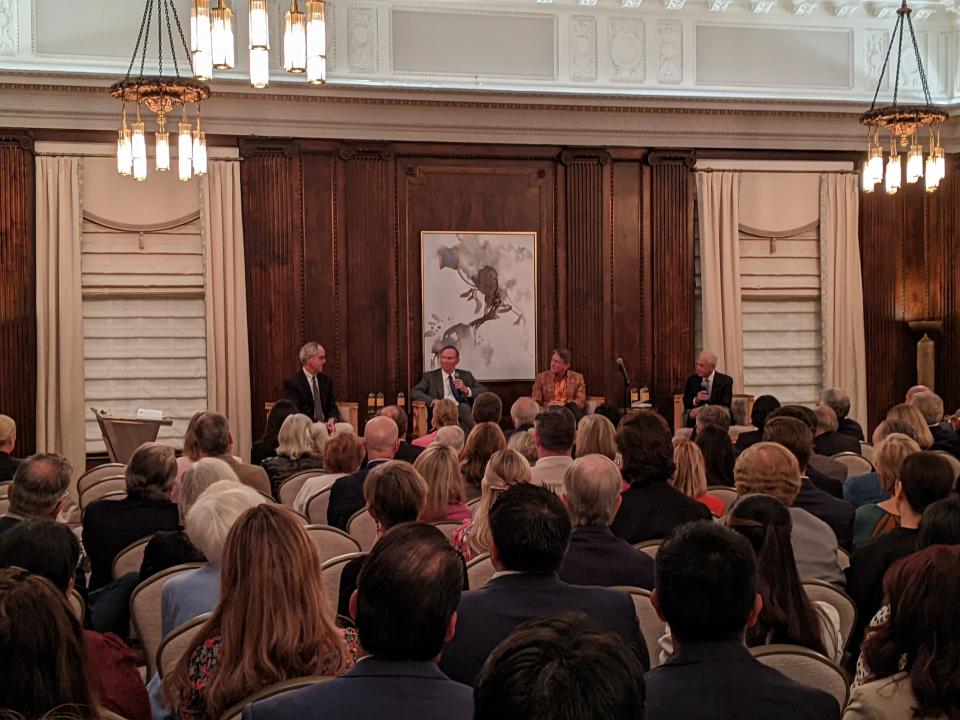 Panelists former U.S. Sen. Bob Corker, former Washington Post Publisher Don Graham, University of Tennessee-Knoxville President Randy Boyd and former U.S. Rep. Jim Cooper discuss issues with immigrant students missing out on college education due to legislation.