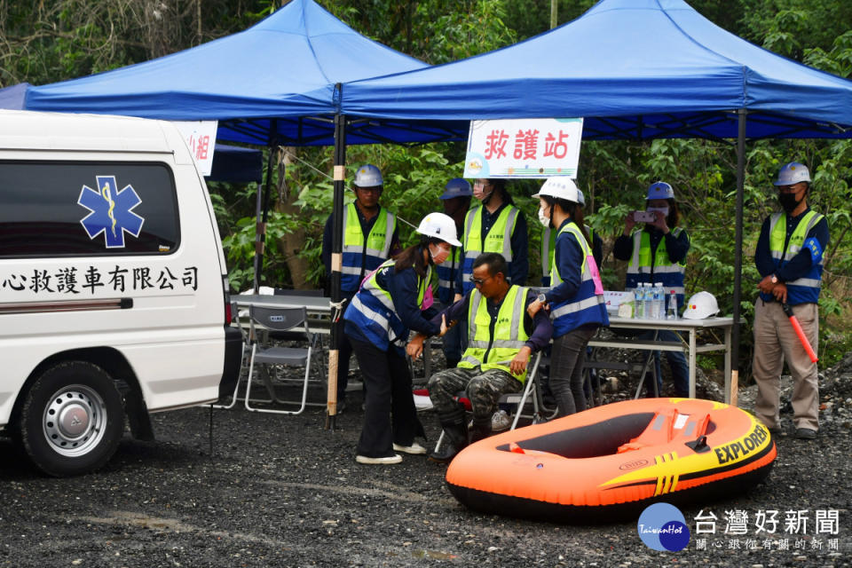 東彰道路南延段防汛演練現場。圖／記者鄧富珍翻攝