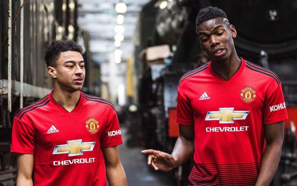 Jesse Lingard and Paul Pogba model the new Manchester United kit - Kohler United/Twitter