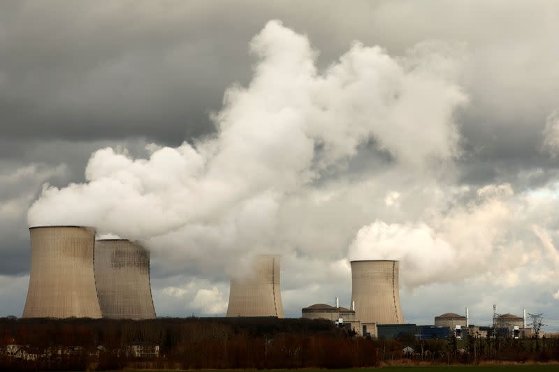 A general view shows the four cooling towers and the reactors of the Electricite de France (EDF) nuclear power plant in Cattenom