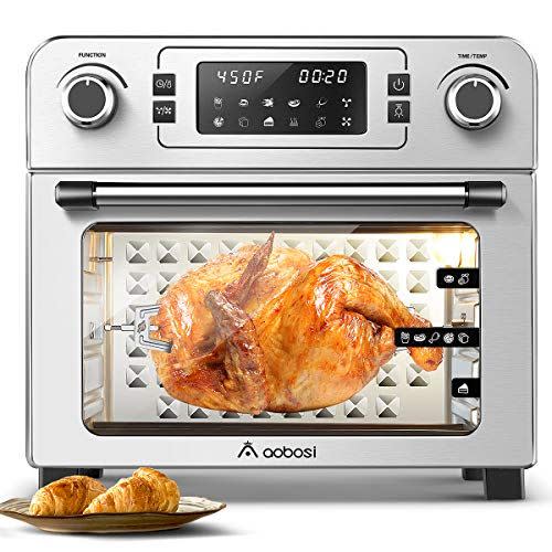 5) Aobosi Toaster Oven Air Fryer Oven Toaster Convection Oven Digital Countertop Rotisserie Oven Pizza Oven 10-in-1 Multi-Function Toast/Roast/Broil/Bake/Dehydrate|Large 24Qt|Recipe|1700W 16x13x16"