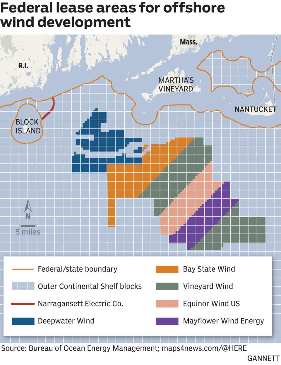 Federal lease areas for offshore wind development