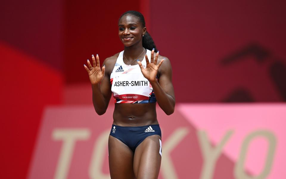 Dina Asher-Smith during the heats - GETTY