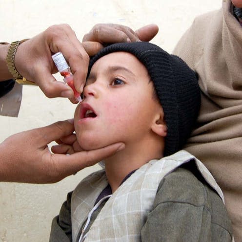 <span class="caption">Young boy receiving polio vaccine.</span> <span class="attribution"><a class="link " href="https://www.shutterstock.com/download/confirm/245669746?src=bR2sNXQpY1kgXAli-5E9bw-1-12&size=medium_jpg" rel="nofollow noopener" target="_blank" data-ylk="slk:Asianet-Pakistan/Shutterstock;elm:context_link;itc:0;sec:content-canvas">Asianet-Pakistan/Shutterstock</a></span>