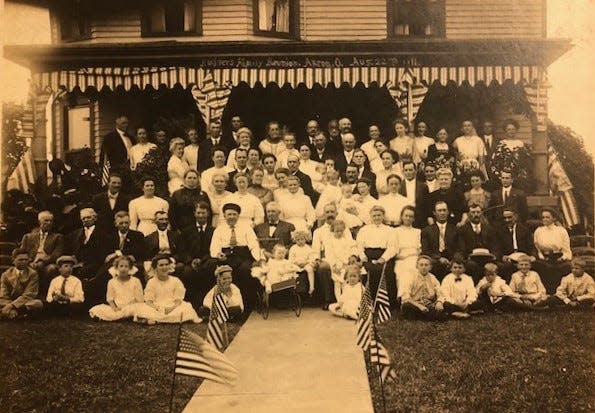 The Rudgers family takes a portrait Aug. 22, 1911, during an Akron reunion at the North Howard Street home of Micah and Allah Rudgers.