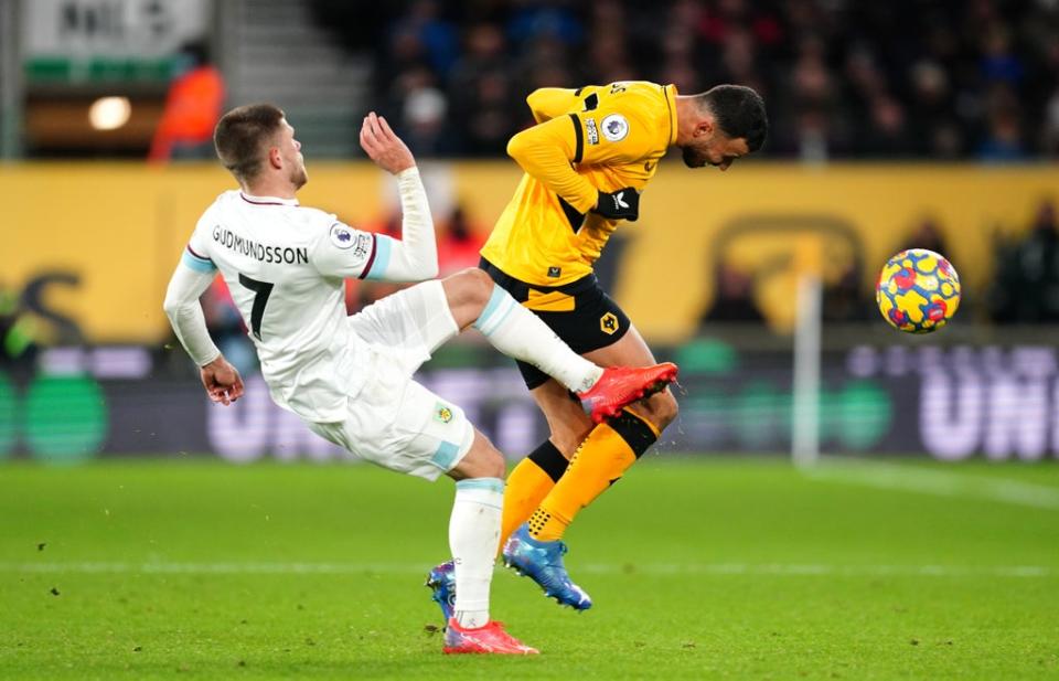 Burnley’s Johann Berg Gudmundsson (left) helped his side secure a 0-0 draw at Wolves on Wednesday (David Davies/PA) (PA Wire)