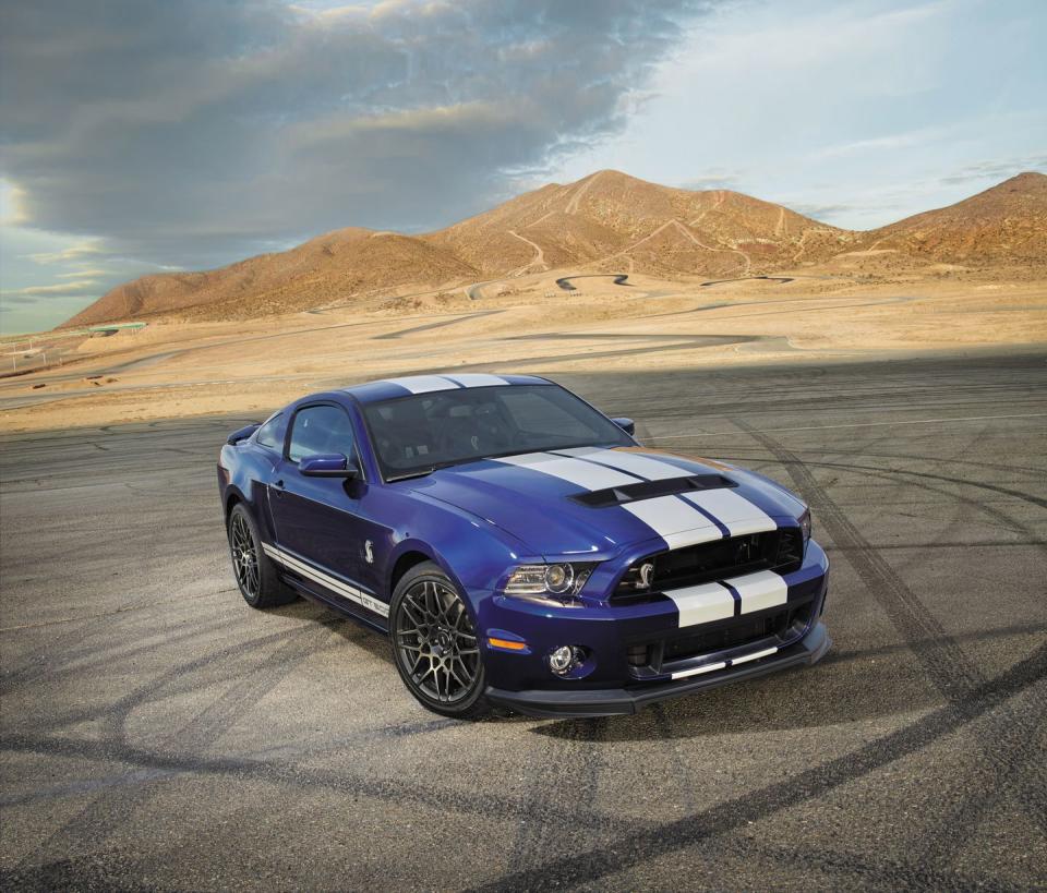 <p>With the arrival of <a rel="nofollow noopener" href="https://www.caranddriver.com/reviews/2013-ford-mustang-shelby-gt500-test-review" target="_blank" data-ylk="slk:the 2013 Shelby GT500;elm:context_link;itc:0;sec:content-canvas" class="link ">the 2013 Shelby GT500</a> and its 662-hp supercharged 5.8-liter V-8-then the most powerful pony car engine ever-the Mustang went into full weapons-grade mode. Chassis refinements promised sharper handling to go along with the GT500's claimed 200-mph top speed, though this speed-focused variant wasn't nearly as driver-focused as lighter hot-rod Mustangs such as the Boss 302. Unsurprisingly, traction issues made the burly Mustang feel rather skittish on the road, but it could still lay down a 3.5-second wallop to 60 mph on the way to an 11.8-second quarter-mile at 125 mph.<br></p>