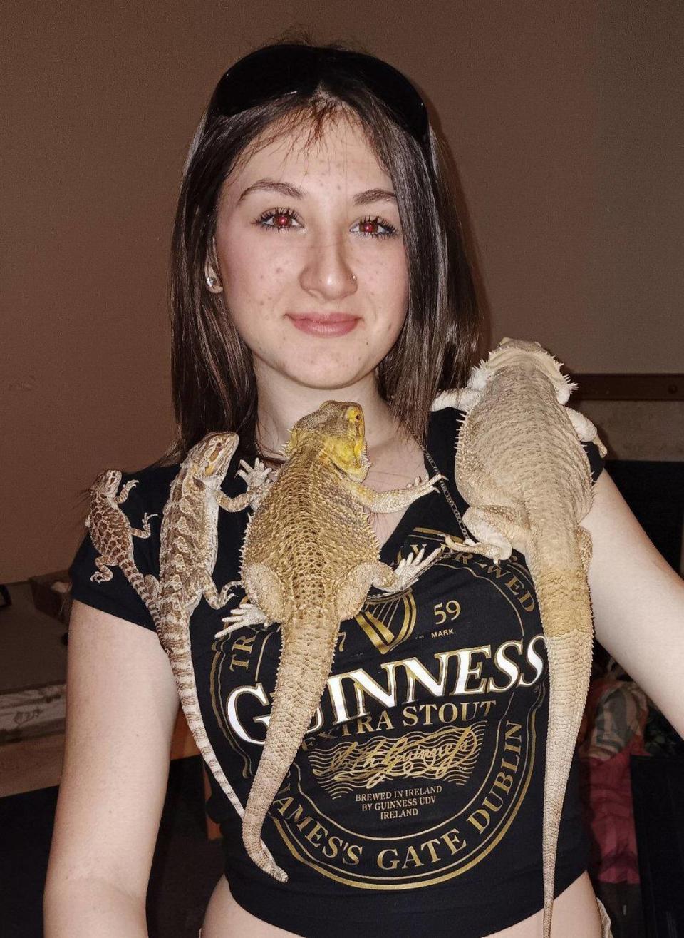 Alyssa, 14, was reported missing by her mother May 21. One of the family’s pet bearded dragons, Juliette (middle right), went missing with Alyssa
