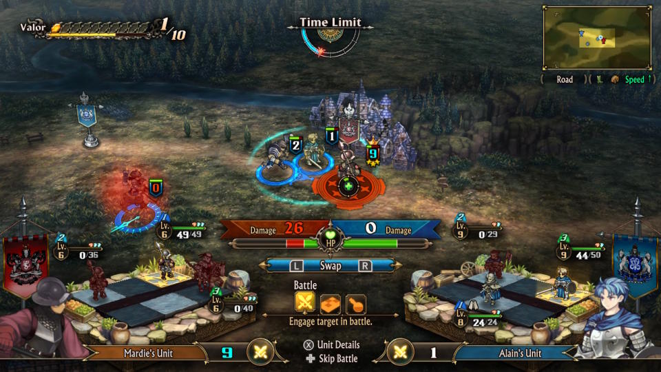 Previewing the results of the battle allows players to adjust their team's position, actions and equipment to achieve a more favorable outcome. 