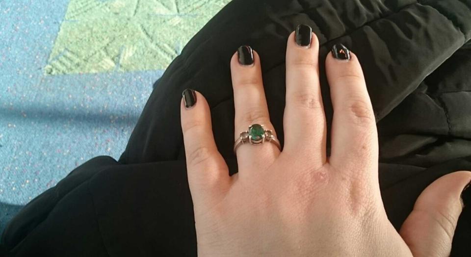 When Will Hargrove proposed to Anna Repkina, he used this ring, seen here on Anna's hand. Little did Anna know, this was the same ring that Michelle Chavez gave to Will as a promise to end her marriage.  / Credit: Benton County Sheriff's Office
