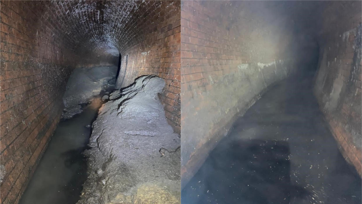 Thames Water took before and after pictures of the spot where the fatberg was located (Thames Water)