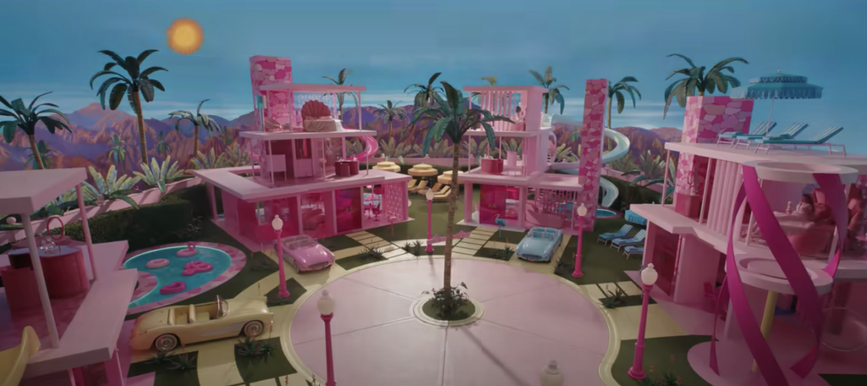 Images from the film's trailer offer an explanation for the pink paint shortage. / Credit: "Barbie" movie via YouTube