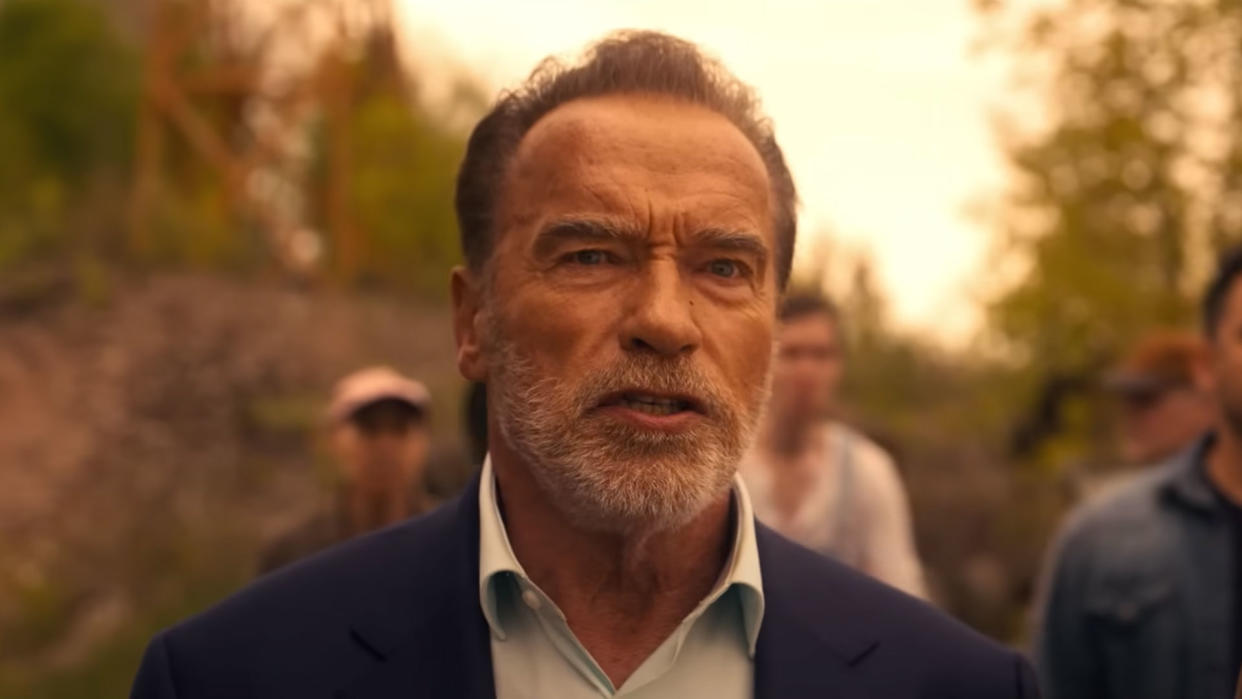  A still of Arnold Schwarzenegger from the trailer for FUBAR  