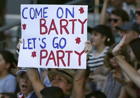 Tennis - Australian Open - Melbourne Park, Melbourne, Australia - 16/1/17 Supporters of Australia's Ashleigh Barty during the Women's singles first round match against Germany's Annika Beck. REUTERS/Issei Kato