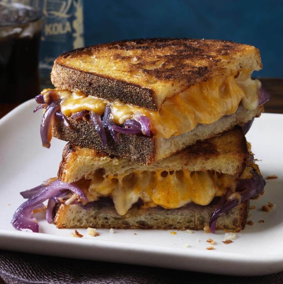 Grilled Cheese with Bourbon Melted Onions Sandwich