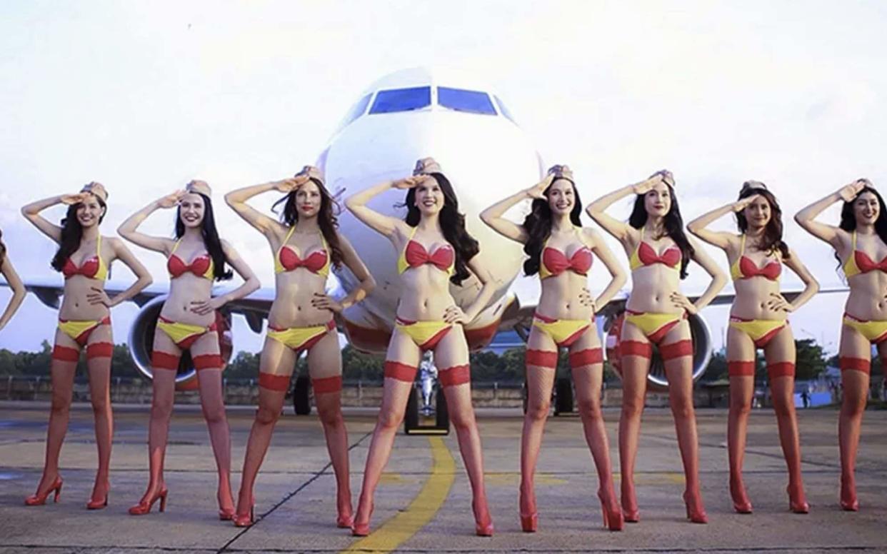 Bikini-clad flight attendants in a VietJet ad campaign