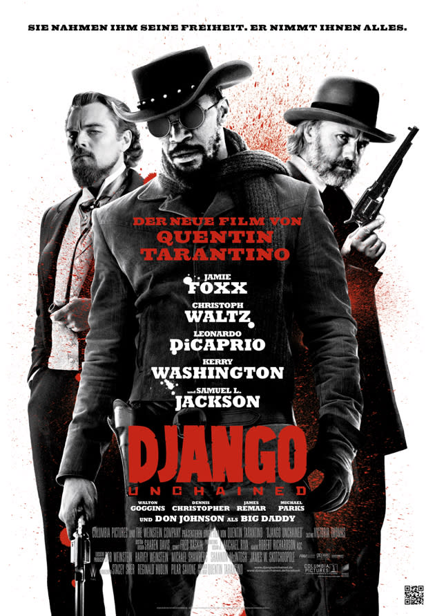 <b>"Django Unchained": 17. Januar 2013 <a href=" http://de.screen.yahoo.com/neuer-tarantino-film-django-unchained-151045398.html" data-ylk="slk:- Trailer ansehen;elm:context_link;itc:0;sec:content-canvas;outcm:mb_qualified_link;_E:mb_qualified_link;ct:story;" class="link  yahoo-link"> - Trailer ansehen</a></b><br><br>Angesiedelt in den Südstaaten, zwei Jahre vor dem Bürgerkrieg, erzählt "Django Unchained" die Geschichte von Django (JAMIE FOXX), einem Sklaven, dessen brutale Vergangenheit mit seinen Vorbesitzern dazu führt, dass er dem deutschstämmigen Kopfgeldjäger Dr. King Schultz (CHRISTOPH WALTZ) Auge in Auge gegenübersteht. Schultz verfolgt gerade die Spur der mordenden Brittle-Brüder und nur Django kann ihn ans Ziel führen. Der unorthodoxe Schultz sichert sich daher Djangos Hilfe, indem er ihm verspricht, ihn zu befreien, nachdem er die Brittles gefangen genommen hat – tot oder lebendig. Nach erfolgreicher Tat löst Schultz sein Versprechen ein und setzt Django auf freien Fuß. Dennoch gehen die beiden Männer ab jetzt nicht getrennte Wege. Stattdessen nehmen sie gemeinsam die meistgesuchten Verbrecher des Südens ins Visier.