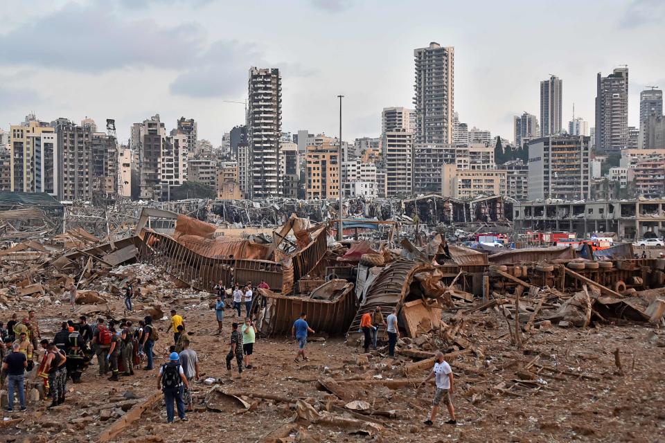 A picture shows the scene of the explosion near the the port. | AFP/Getty Images