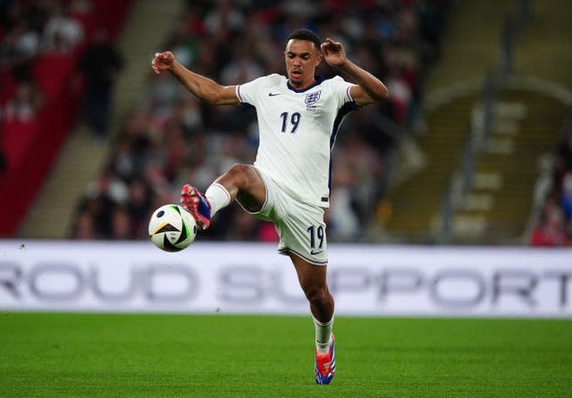 Trent Alexander-Arnold stretches to control the ball during England's defeat to Iceland