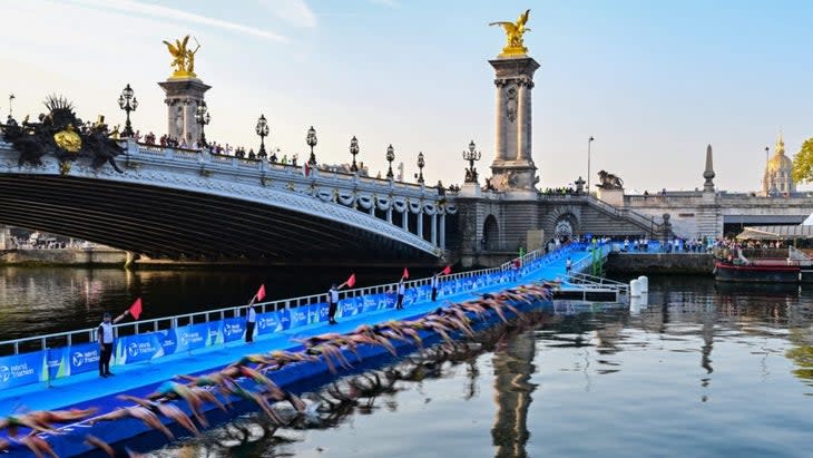 Marathon swimming will happen in the Seine. Over the summer, organizers tested its waters with athletes with a start at the Alexandre III bridge.