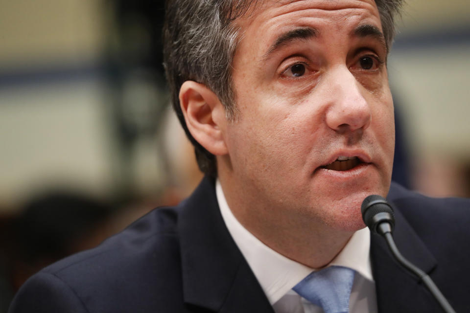 Cohen testified during a House Oversight Committee hearing on Wednesday. (Photo: Andrew Harrer/Bloomberg)