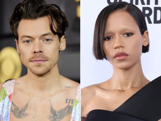 <p>Neilson Barnard/Getty ; Amy Sussman/GA/The Hollywood Reporter/Getty</p> Harry Styles at the 65th GRAMMY Awards; Taylor Russell at the 2023 Film Independent Spirit Awards