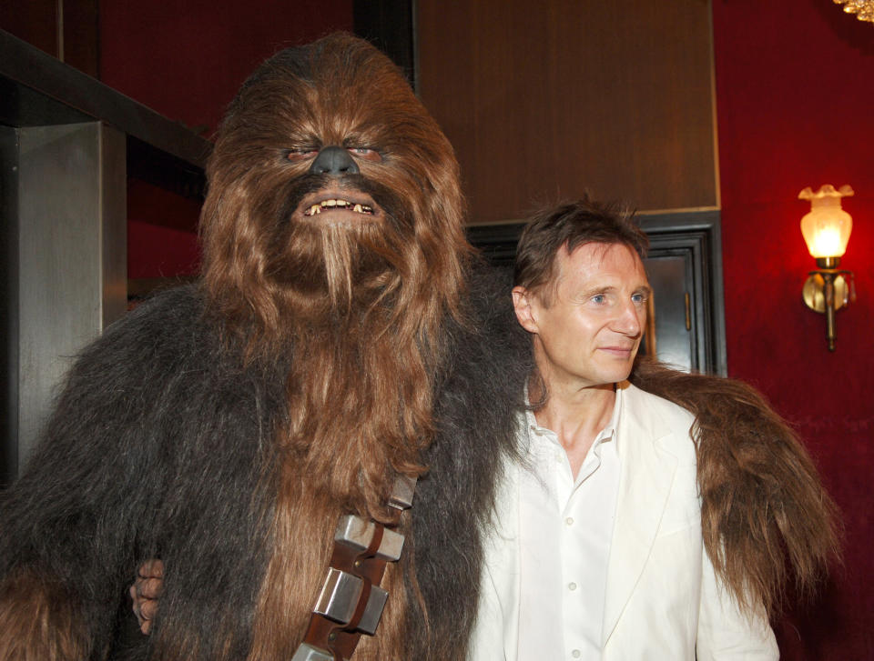 Chewbacca and Liam Neeson during 