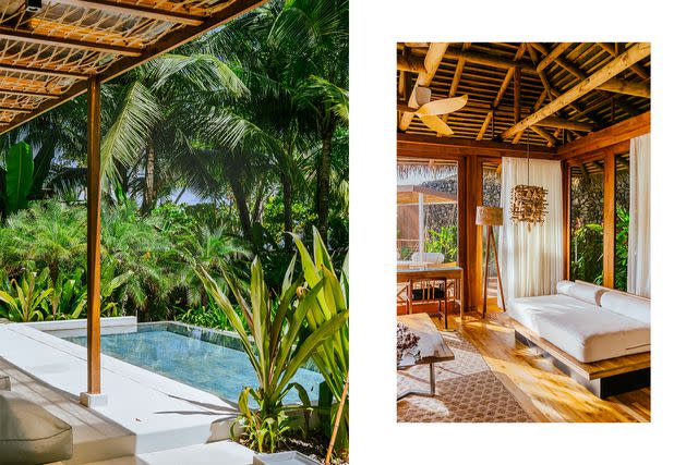 <p>Jake Naughton</p> From left: A private plunge pool at Nantipa; wood furnishings and floors in a villa at Lapa Rios, an ecolodge on Costa Rica's Osa Peninsula.