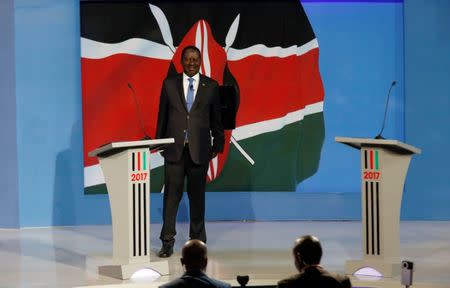 Kenyan opposition leader Raila Odinga, the presidential candidate of the National Super Alliance (NASA) coalition, attends a Presidential Debate ahead of a general election in Nairobi, Kenya, July 24, 2017. REUTERS/Thomas Mukoya